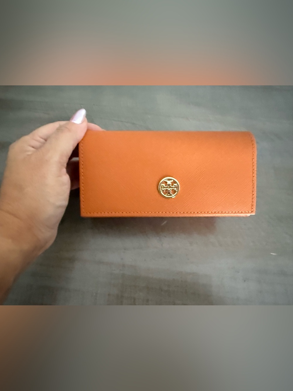 Tory Burch Orange Sunglasses / Eyeglasses Case with Cleaning Pouch
